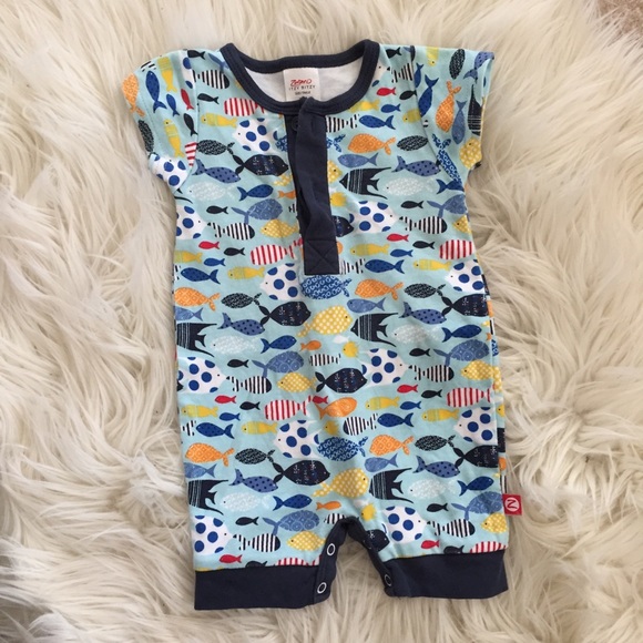 (SOLD) Zutano Fish Romper - Picture 2 of 7